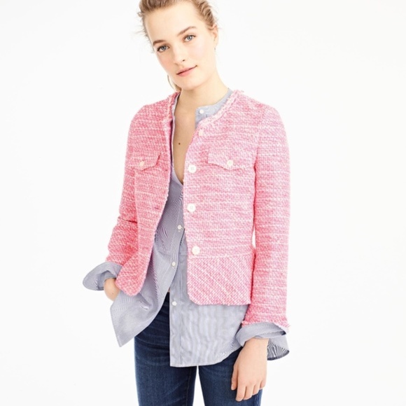 J. Crew Jackets & Blazers - J. CREW Peplum Lady Jacket in Neon Fuchsia Tweed